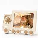 5x7 Kids Picture Frame, HD Glass Tabletop or Wall Horizontal Display, White Plastic Toy Car Frame, Girl and Boy Children's