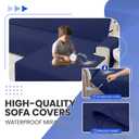 CYCMACO 100% Waterproof Large Sectional Couch Covers for Dogs, Reversible L Shaped Couch Cover, Sofa Covers Washable Sectional, Sectional Cover for Pets Kids (X-Large, Navy Blue)