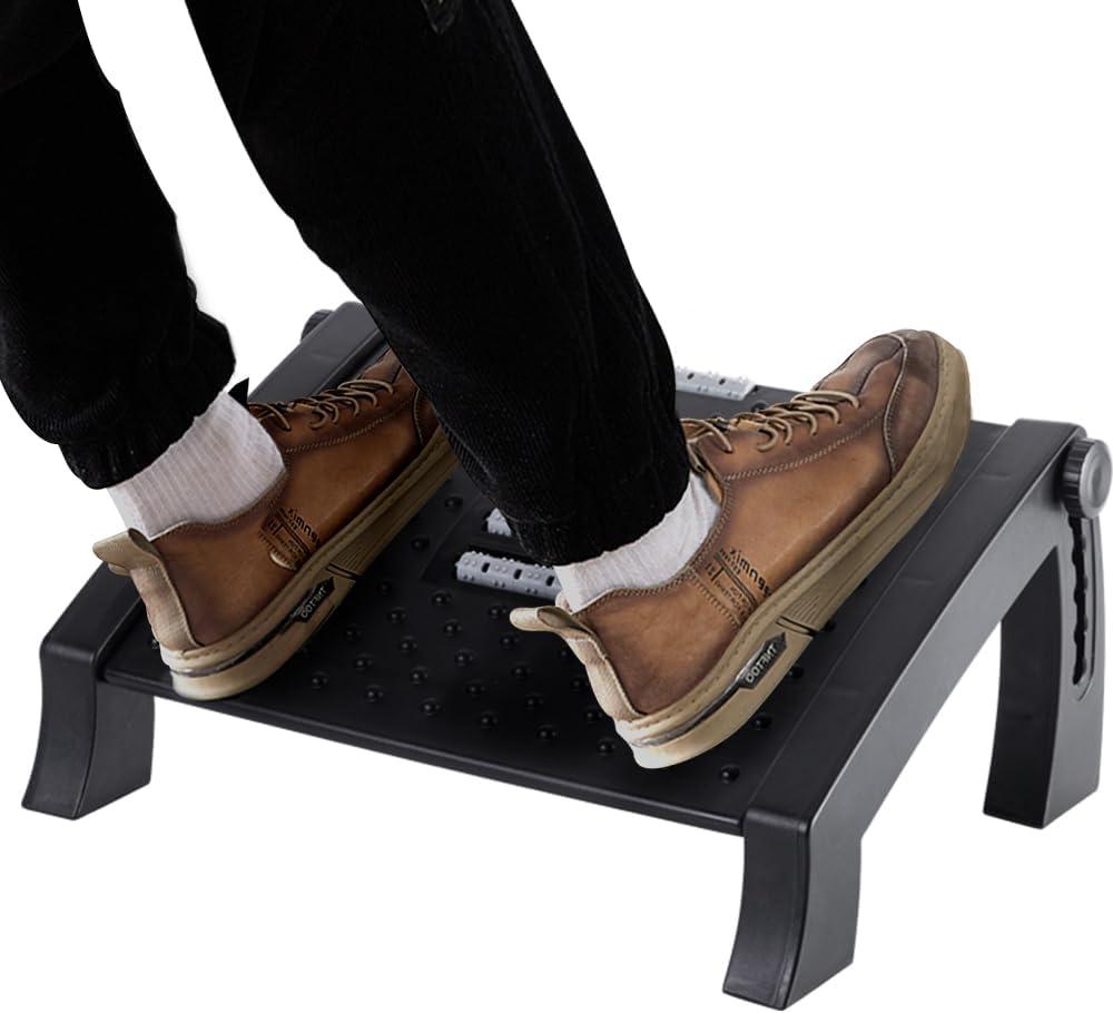 CasaZenith Foot Rest, Six Heights Adjustable Foot Rest for Under Desk at Work, Ergonomic Foot Stool for Under Office Desks, Under Desk Footrest with Foot Massage Roller, Office Leg Rest (Classics)