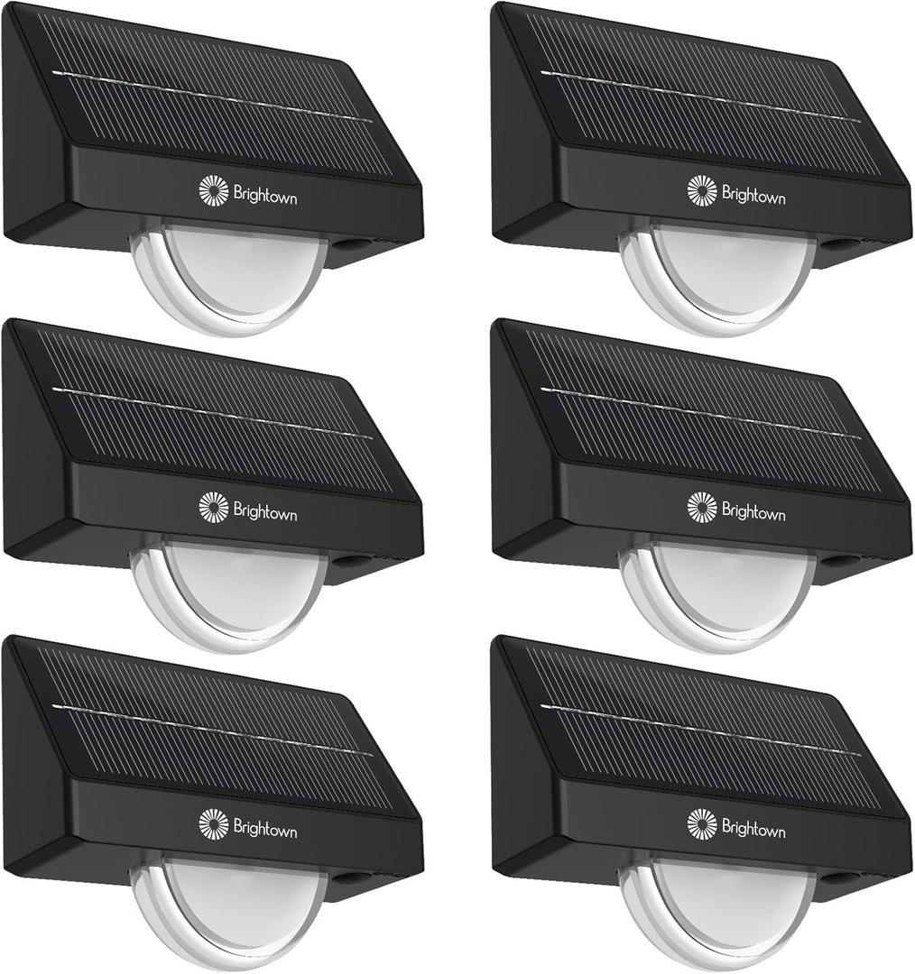 Brightown Solar Step Lights Outdoor Waterproof, 6 Pack Solar Stair Lights for Outside, Multiple Color Modes Step Light Outdoor for Garden Stair, Front Step, Front Porch, Deck, Sidewalk and Patio (Black)