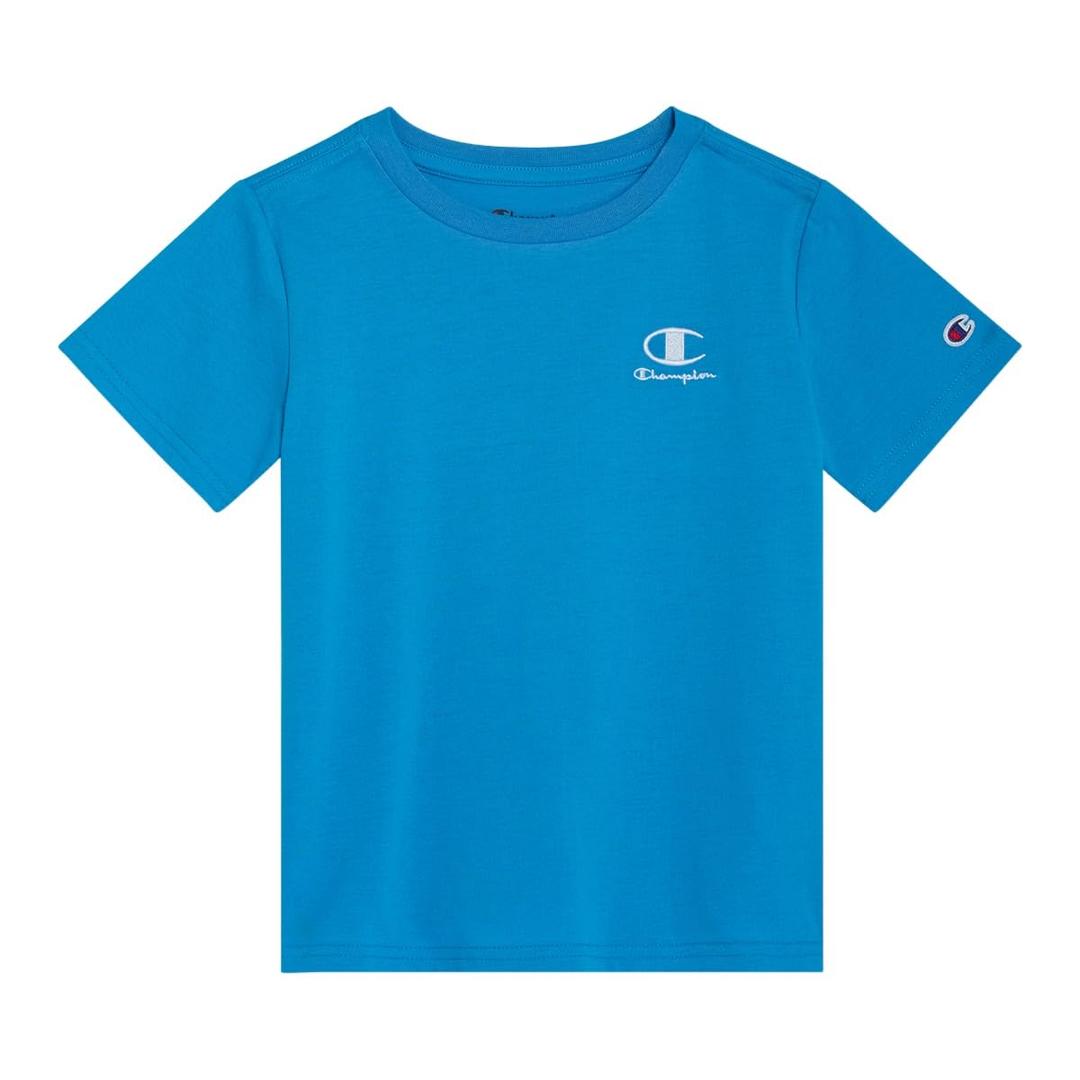 Champion Boys T-Shirt with Embroidered Logo Short Sleeve Crew Neck Cotton Tee Shirts for Kids Limoges Blue (Blue, M)