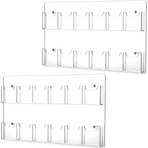 Eersida 2 Pack Acrylic Brochure Pamphlet Holder Wall Mount Clear Brochure Display Holder Plastic Trifold Flyer Rack Literature Storage Rack for Offices Waiting Room (12 Pockets, 25 x 15 Inch)