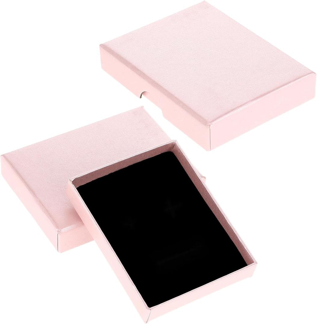 2 Pack Small Jewelry Gift Box, Cardboard Jewellery Box with Lids Pendent Storage Case Necklace Bracelet Earring Cardboard Organizer Square Jewelry Gift Boxes for Necklaces Bracelets Earrings (Pink)