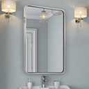 ANDY STAR Chrome Bathroom Mirror, 22x30 Rounded Rectangle Polished Nickel Mirror for Vanity, SUS304-Anti-Rust, Wall-Mounted Vertical/Horizontal 1 Deep