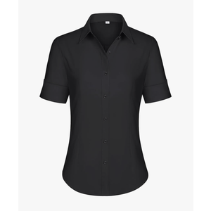 siliteelon Short Sleeve Button Dress Shirts for Women Cotton Button Down Shirts for Women Slim Fit Blouse Top 3/4 Sleeve XXXL