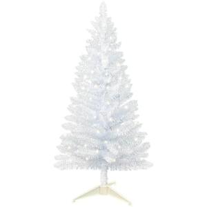 4ft Lighted Artificial White Christmas Tree | Leeheeyee Small Christmas Tree, Not Pre-lit White Tinsel Pine Trees with Lights, Ideal for Home, Office, and Xmas Tree Party Décor