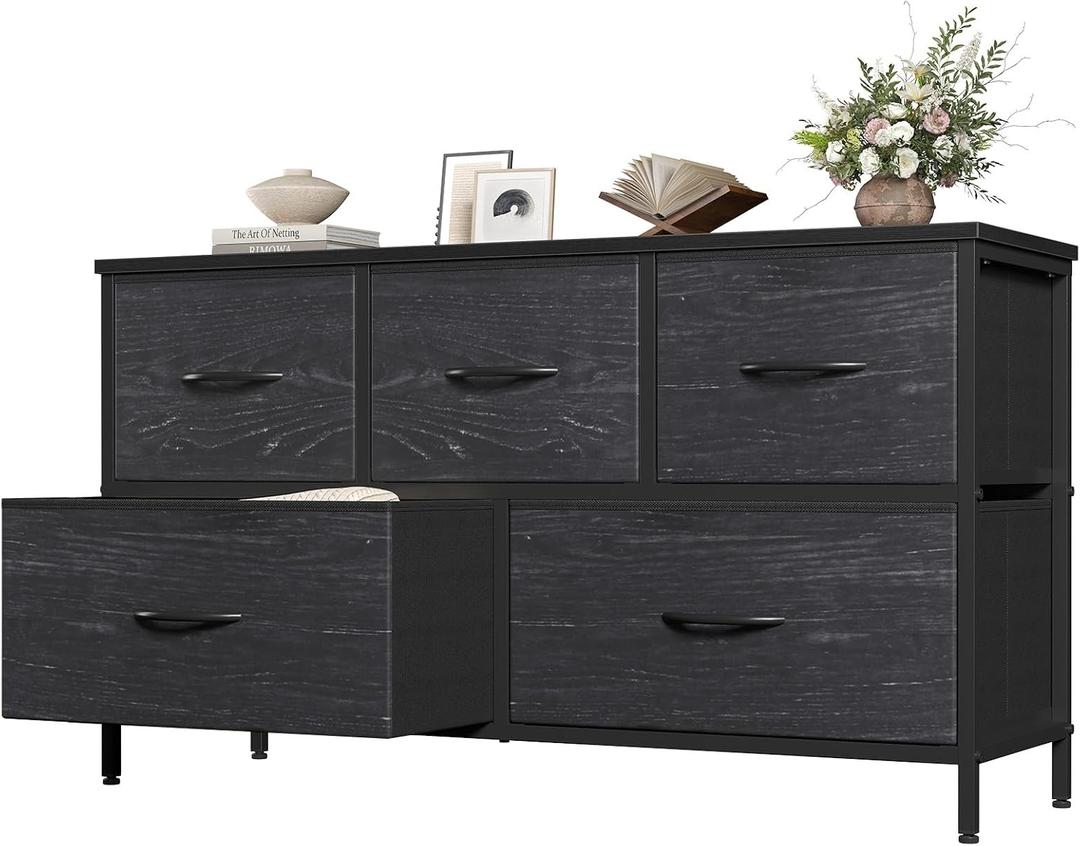 OLIXIS 5 Drawer Dresser for Bedroom, Storage Organizer Unit for Closet, 39.4"D x 11.8"W x 20.9"H