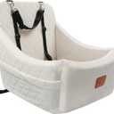 WOOAIDAGG Dog Car Seat for Medium Sized Dog,Pet Travel Car Bed with Seat Belt Channle,Fully Detachable and Washable Car Dog Seat with Adjustable Straps,3 Straps Easy to Install (Beige)