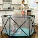 Regalo My Portable Play Yard Indoor and Outdoor, Washable, Aqua, 6-Panel, 48 Inch