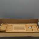 Bamboo Bathtub Tray for Luxury Bathroom, Expandable Premium Bath Tray w/Soap Towel Book Holder, Adjustable Bath Accessories for Tub,Extendable Tub Tray w/Wine Glass Cup Organizer 29.5"-43.3" Nature (Beige)