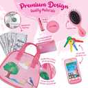 Toddler Play Purse for Kids with Accessories, Toys for Girls with Pretend Makeup, Keys, Smartphone, Dress Up Toy Purse for Toddlers and Kids - Birthday Gift for Little Toddler Girls Ages 3 4 5 6, Pink