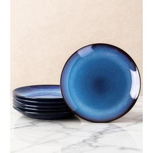 LERATIO Ceramic Dinner Plates Set of 6, 8.0 Inch Handmade Reactive Glaze Porcelain Plates, Coupe Shape Dinnerware Dishes Set for Kitchen,Oven& Microwave & Dishwasher Safe, Scratch Resistant-Blue
