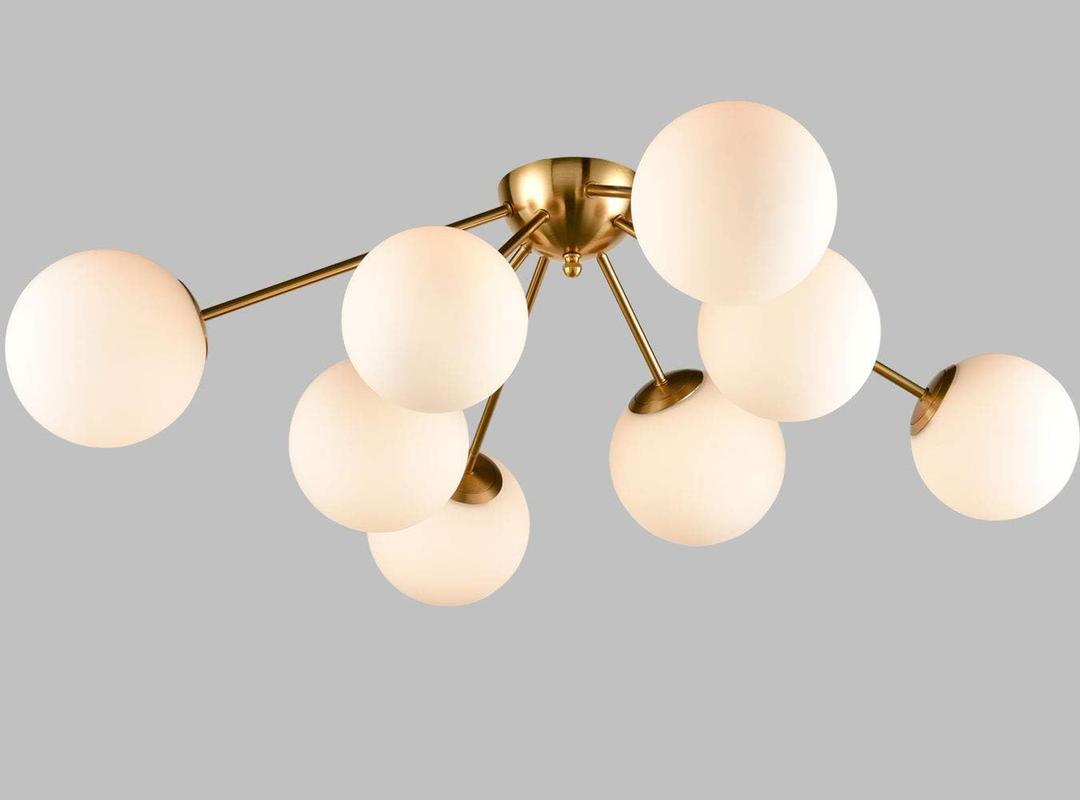 HOLKIRT Mid-Century Modern Sputnik Ceiling Light, Globe 8-Light
Semi Flush Mount Chandelier Fixture, Elegant Style, 8-Light Sputnik Design