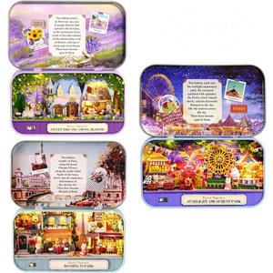 MAGQOO 3D Wooden Dollhouse Miniature DIY Doll House Kit with Furniture,1:100 DIY Box Theater Kit(Pack of 3)