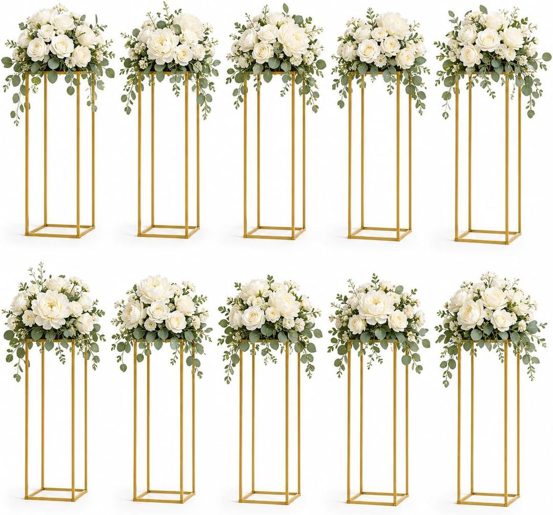 10 Pcs Wedding Centerpieces for Tables, 23.6in Gold Flower Stand for Wedding, Metal Floor Vase Table Centerpieces Column Stand for Party Wedding Birthday Event Home