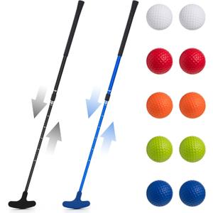 Lenwen 2 Pcs Golf Putter for Men Women Adjustable Length Two Way Putter Right or Left Handed Golfers Mini Golf Club with Practice Balls for Adults (Blue, Black)
