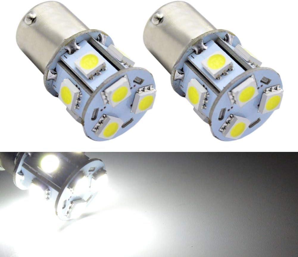 Ruiandsion 2pcs 1156 BA15S LED Bulbs Super Bright 6000K White 6-30V 5050 9SMD LED Reverse Backup Turn Signal Tail Light Bulbs