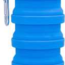 Collapsible Water Bottles Travel Water Bottle Sports Portable Sport Water Bottle Reusable Water Bottles Comes With Mountaineering Buckle 500Ml Silicone Water-Proof Camping Water Bottle (Blue)