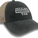 Put it on My Husband's tab Black Baseball Cap Funny Ball Hats Women Men hat Retro Truck Embroidered caps
