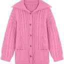 Saodimallsu Womens Cable Knit Cardigan Sweaters Fall Oversized Long Sleeve Button Open Front Knit Sweater Coats XL