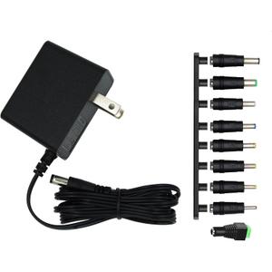 9V Power Supply,9V 1.5A 13.5W Universal 100-240V AC to DC 9Volts 1.5A 1A 0.8A 0.5A 450mA Power Adapter with 9 Plugs for LED Strip Light Camera Router Elliptical Trainer -Center Positive 5.5x2.1mm Plug