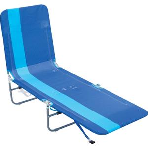Rio Beach Portable Lay Flat Folding Backpack Beach Lounge Chair with Backpack Straps and Storage Pouch, Blue Stripe