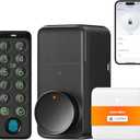 SwitchBot Smart Lock Pro Bundle: Lock+Keypad Touch+Hub Mini Matter, Fingerprint Deadbolt Retrofit, IP65, Matter HomeKit Siri iPhone/Apple Watch, Alexa/Google, Black