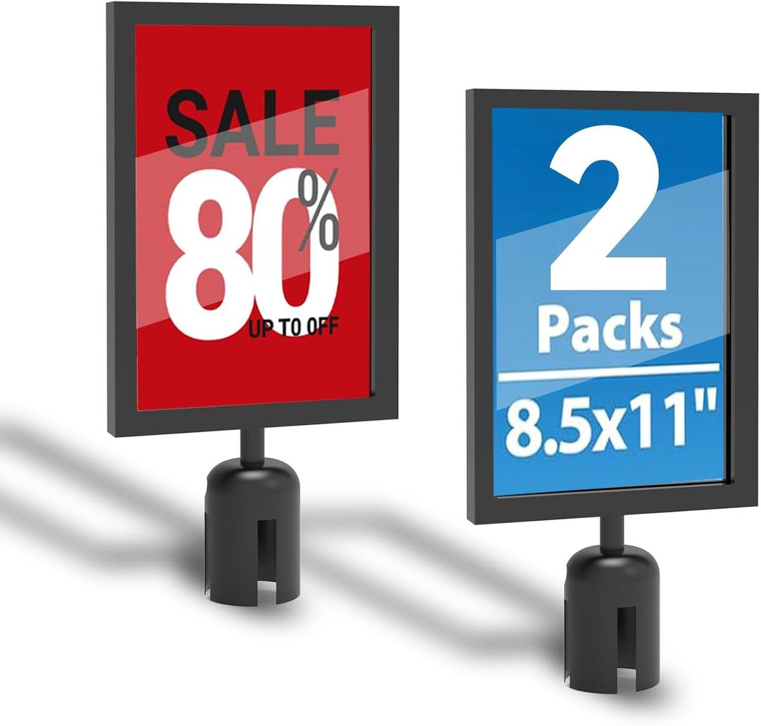 2 Pcs Stanchion Sign Holder 8.3 x 11.7, Portrait Post Top Stand Poster Display, Double Sided Sign Frame with Cover for Crowd Control Queue Barrier Sentry Stanchions Black Iron 2 Pcs Stanchion Sign Holder 8.3 x 11.7, Portrait Post Top Stand Poster Display, Double Sided Sign Frame with Cover for Crowd Control Queue Barrier Sentry Stanchions Black Iron