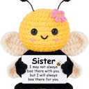Mothers Day Sister Gifts, Sister Birthday Gifts from Sisters Brother, Birthday Gift for My Forever Soul Sisters, Mini Crochet Bee Affirmation Support Present, Cute Handmade Knitted Decor