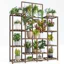 EnHomee Plant Stand Indoor Tall Plant Stand Outdoor Large Wood Plants Shelf with 16-18 Pots for Patio, Living Room, Garden, Balcony, 45" Wx62.1 Hx11.78 D, 4 Rows