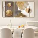 Azartslr Large Framed Modern Rose Gold Wall Art, Luxury 3 Pieces Aluminum Alloy Wall Decor for Living Room, Abstract Gold and Beige Home Bedroom Art Painting, Geometric Crystal Porcelain Artwork Dining Room Pictures Decoration