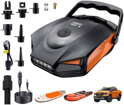 50PSI Paddle Board Pump Electric Portable, High Pressure Sup Pump - Dual Stage Inflation, Auto Shut Off and Deflate for Stand Up Paddle Board/Car/Kayak/Bicycle