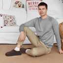 Mens Slip-On Moccasin Slippers, Warm Winter Microsuede House Shoes with Memory Foam, Indoor and Outdoor Loafer Style (Brown)