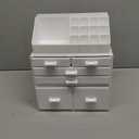 READAEER Makeup Organizer 3 Pieces Cosmetic Storage Case with 6 Drawers (White)