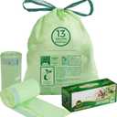 13 Gallon Compostable Trash Bags with Drawstring, Heavy Duty Extra Thick 1 Mil, 49.21 Liter, 30 Bags, Tall Kitchen Food Scrap Waste Bag, ASTM D6400, US BPI and OK Compost Home Certified