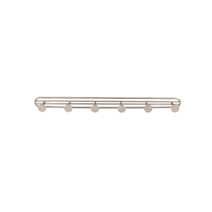 Spectrum Sweep Decorative Metal Coat Rack 6 Hook Wall Mounted Hook Rail for Hanging Coats Hats Bags and More, Easy Install Heavy Duty Steel Organizer for Entryway Bathroom Bedroom Decor, Satin Nickel