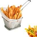 Stainless Steel Mini Square Fry Basket French Fries Holder, Fried Food Table Serving (Small 4inch)