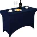 LZY Spandex Fitted Stretch Table Cover for 4ft or 6ft or 8ft Folding Table, Rectangular Cocktail Tablecloth, Perfect for Party or Banquet