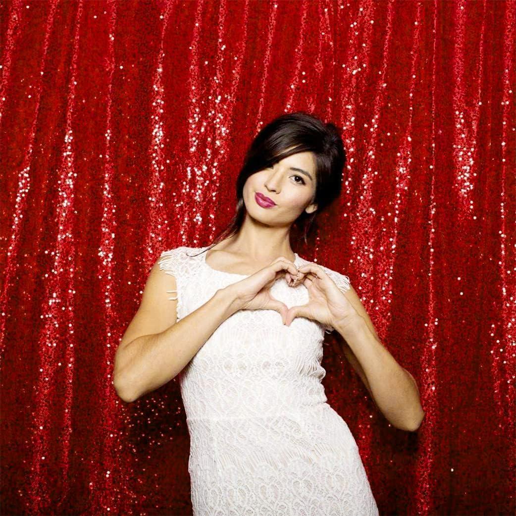 JYFLZQ Red Sequin Backdrop Curtain 10x10ft(WxH) 1 Panel Glitter Sequence Backdrop for Parties Photo Booth Photography Background Drapes for Wedding Birthday Christmas
