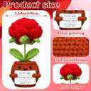 Chunful Valentines Day Crochet Gift for Girlfriend Romantic Handmade Crochet Rose Flower for Her I Love You Gift for Valentines Day Birthday Wedding Anniversary