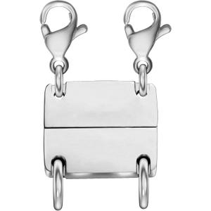 Layering Magnetic Necklace Clasp,18 K Gold and Silver Separator for Stackable Necklaces (L2 Silver)