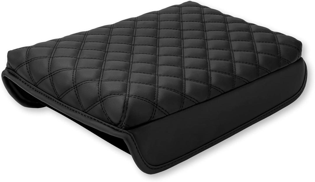 Center Console Cover for Tesla Model Y Model 3 Leather Armrest Cushion fit 2023-2016 Model 3/Y Accessories (Black Premium Grain Leather)