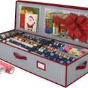 Christmas Wrapping Paper Organizer Storage, with Straps & Pockets, Gift Wrap Organizer Bag for Christmas Decorations, Fits Upto 24 Rolls, Underbed Storage for Holiday Decoration, (Gray)