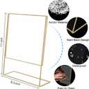 Gold Picture Frames 8.5x11, Clear Frameless Picture Frames, 6 Pack Acrylic Self Standing Photo Frames for Wedding Table Numbers, Restaurant Signs, Photos and Art Display