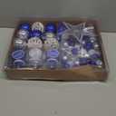 Joiedomi 70Pcs Assorted Christmas Blue Ornaments, Christmas Tree Decoration Set Blue, Silver&White Ball Set, Hanging Shatterproof Ornaments for Holidays and Xmas Tree Decoration