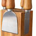 French Culinary Institute Premium Cheese Knife Set with Magnetic Block, Natural Acacia Wood & Stainless Steel