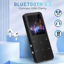 MP3 Player 32GB, Portable Bluetooth 5.2 MP3 MP4 Music Player with Speaker, 1.8" Full Touch Screen, FM Radio, Voice Recorder, E-Book, HiFi Sound, for Sports and Travel