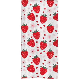 Strawberry Gifts Dish Towels - Strawberry Floral Decorative Waffle Kitchen Towel, Strawberry Towel, Strawberry Hand Tea Towel, Strawberry Bathroom Kitchen Decor (Strawberries)
