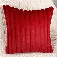  1 Pack 18x18 Pillow Cover Velvet Pillow Covers, Faux Fur Square Throw Pillow Covers for Living Room Decorations Throw Pillow Case, Throw Pillow Cover Cushion Cover for Home Sofa Bedroom Car, Red
