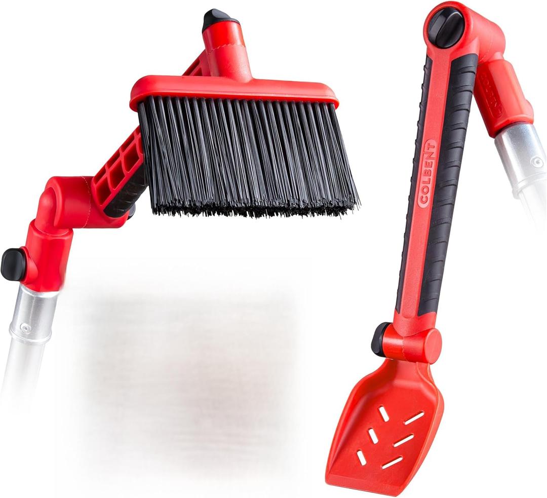 Multi-Angle Gutter Cleaning Tools from the Ground - Gutter Cleaner tool attachment for Threaded Poles - Gutter Scoop & Brush for rain gutter cleaning and leaf removal from Gutter Guard